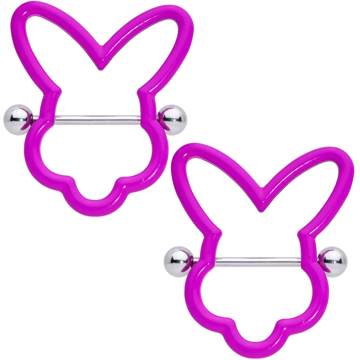 Gaby 14 Gauge 9/16 Pink Glow In The Dark Easter Bunny Nipple Shield Set 1 Gaby 14 Gauge 9/16 Pink Glow In The Dark Easter Bunny Nipple Shield Set