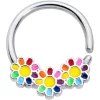 16 Gauge 3/8 Rainbow Hippie Flower Septum Ring
