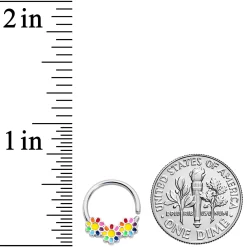 16 Gauge 3/8 Rainbow Hippie Flower Septum Ring -Body Jewelry Store 69699.otherimage1