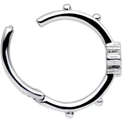 16 Gauge 3/8 Blue CZ Gem Little Flower Hinged Segment Ring -Body Jewelry Store 69814.otherimage2