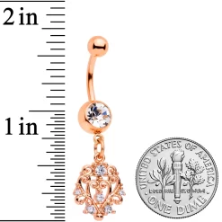 Clear CZ Gem Rose Gold Tone Elegant Abstract Dangle Belly Ring -Body Jewelry Store 69822.otherimage1