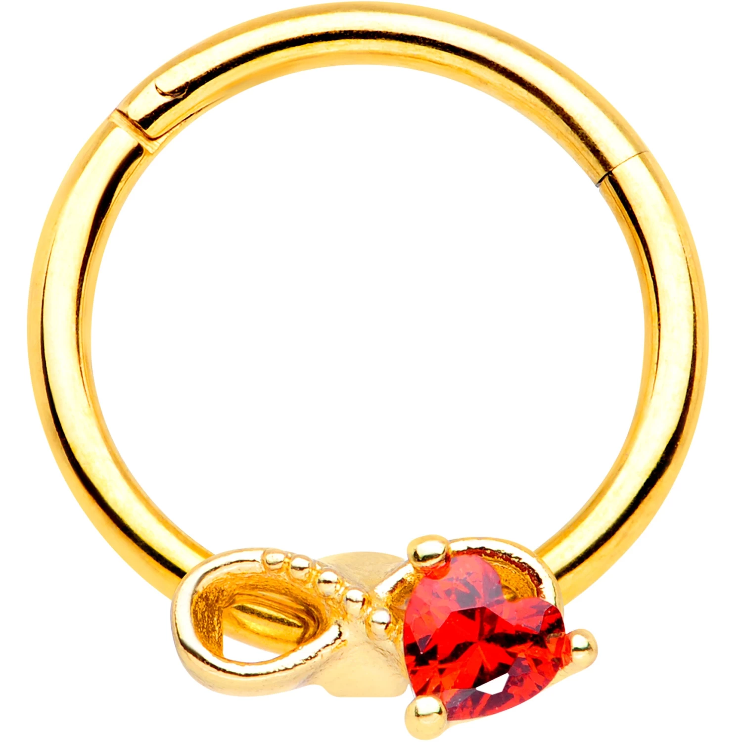 16 Gauge 3/8 Red Gem Gold Tone Treble Clef Septum Ring 1 16 Gauge 3/8 Red Gem Gold Tone Treble Clef Septum Ring