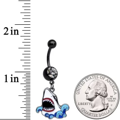 Clear Gem Black Shark Bite Dangle Belly Ring -Body Jewelry Store 69874.otherimage1 b9439802 c844 490f b5de a4c032347241