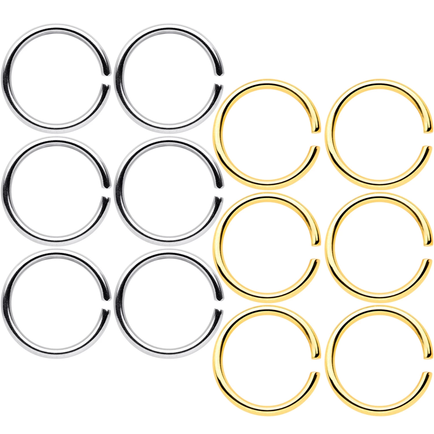 18 Gauge 5/16 Steel Gold Tone Anodized Seamless Circular Ring Set Of 12 1 18 Gauge 5/16 Steel Gold Tone Anodized Seamless Circular Ring Set Of 12