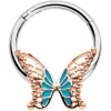 16 Gauge 3/8 Bit Of Blue Butterfly Hinged Segment Ring