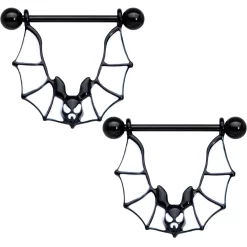 Gaby 14 Gauge 3/4 Black Bats Halloween Nipple Shield Set