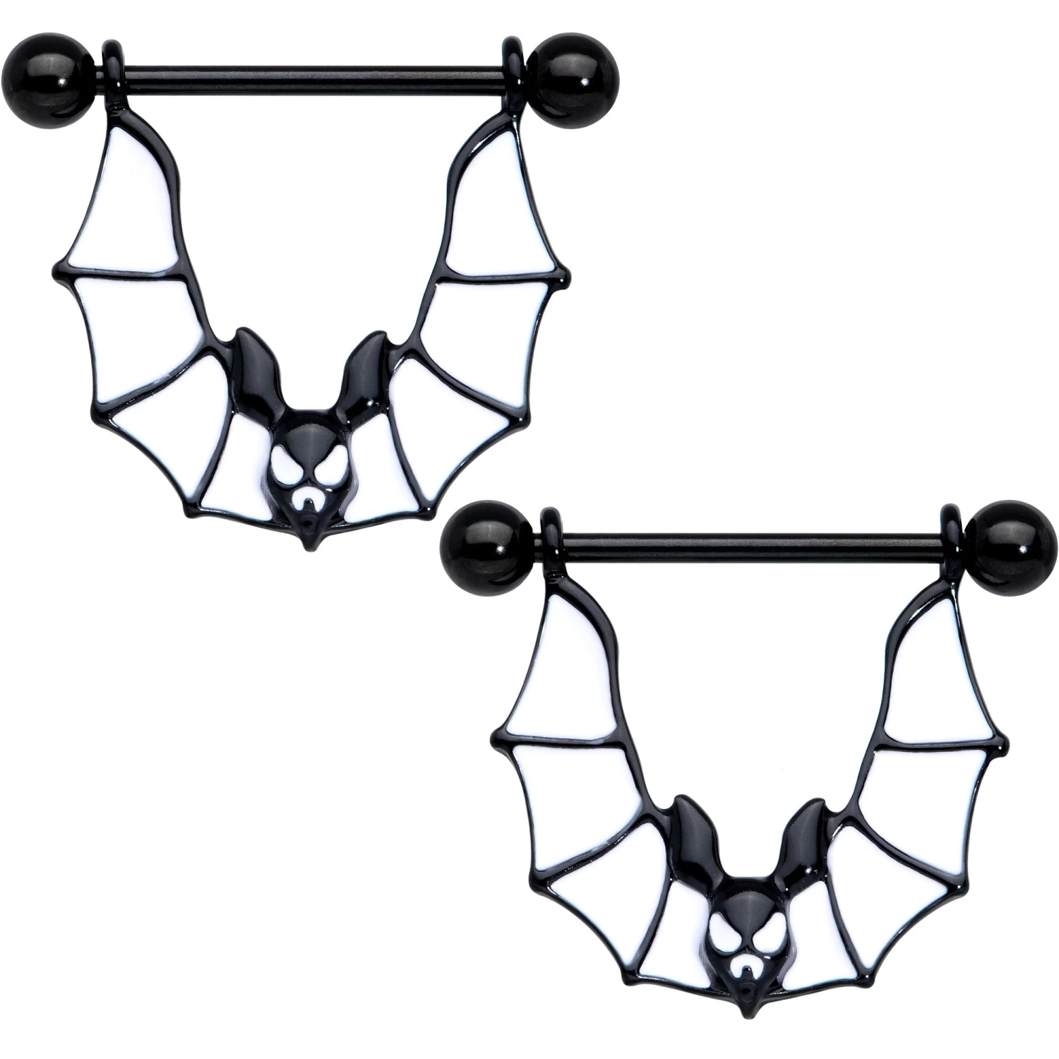 Gaby 14 Gauge 3/4 Black Bats Halloween Nipple Shield Set 1 Gaby 14 Gauge 3/4 Black Bats Halloween Nipple Shield Set