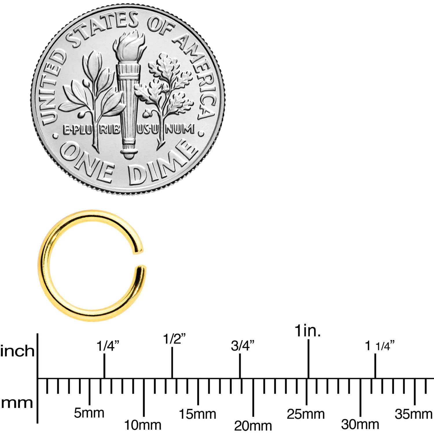 16 Gauge 5/16 Gold Tone Anodized Seamless Cartilage Ring Set Of 12 3 16 Gauge 5/16 Gold Tone Anodized Seamless Cartilage Ring Set Of 12 - Image 3