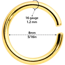 16 Gauge 5/16 Gold Tone Anodized Seamless Cartilage Ring Set Of 12 7 16 Gauge 5/16 Gold Tone Anodized Seamless Cartilage Ring Set Of 12 -Body Jewelry Store 70101.otherimage3