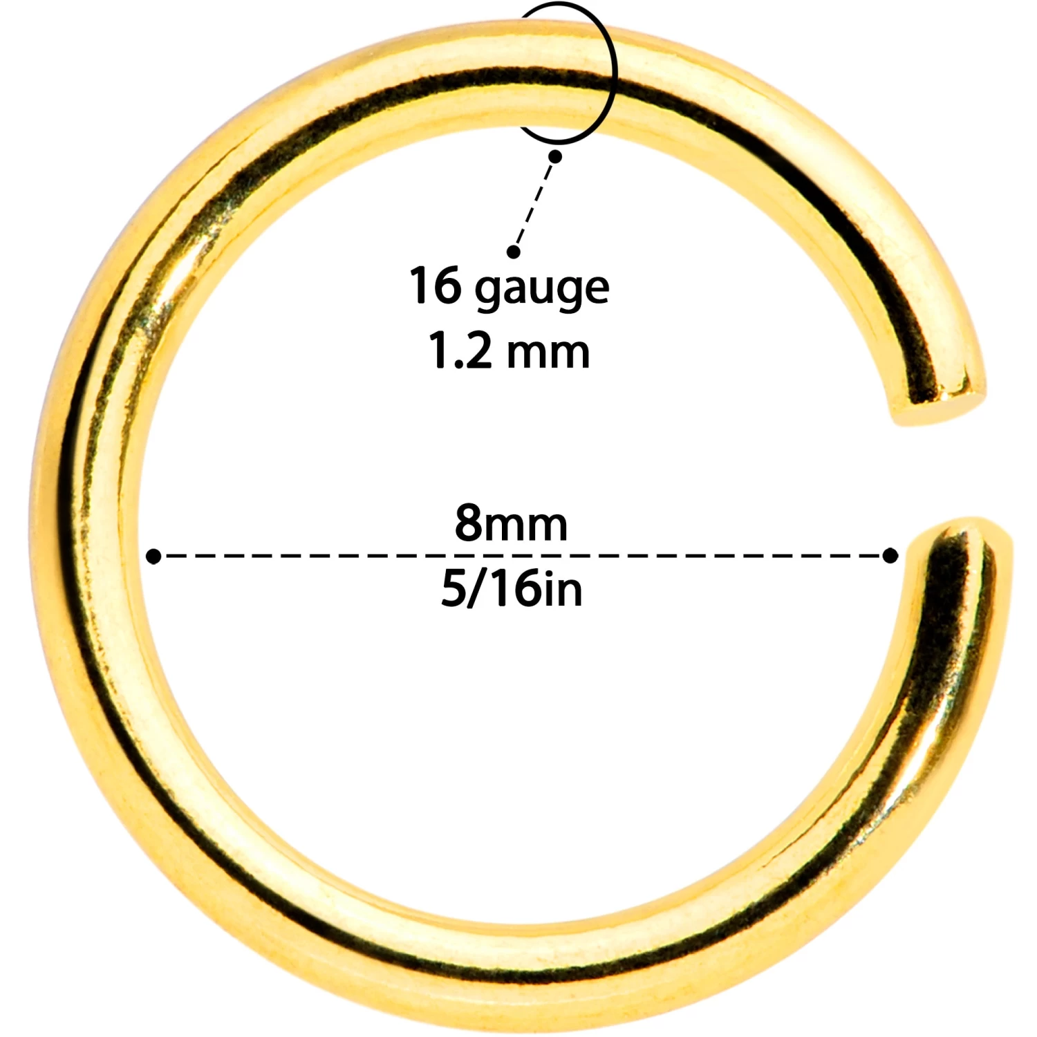 16 Gauge 5/16 Gold Tone Anodized Seamless Cartilage Ring Set Of 12 4 16 Gauge 5/16 Gold Tone Anodized Seamless Cartilage Ring Set Of 12 - Image 4
