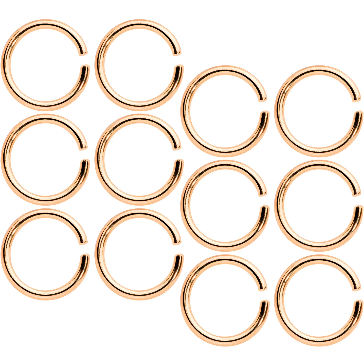 16 Gauge 5/16 Rose Gold Tone Seamless Cartilage Ring Set Of 12 1 16 Gauge 5/16 Rose Gold Tone Seamless Cartilage Ring Set Of 12