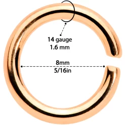 14 Gauge 5/16 Rose Gold Tone Anodized Seamless Cartilage Ring Set Of 12 -Body Jewelry Store 70108.otherimage3