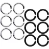 14 Gauge 5/16 Steel Black Anodized Seamless Cartilage Ring Set Of 12