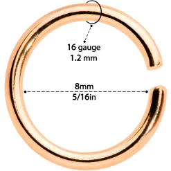 16 Gauge 5/16 Steel Rose Gold Tone Seamless Cartilage Ring Set Of 12 7 16 Gauge 5/16 Steel Rose Gold Tone Seamless Cartilage Ring Set Of 12 -Body Jewelry Store 70115.otherimage3