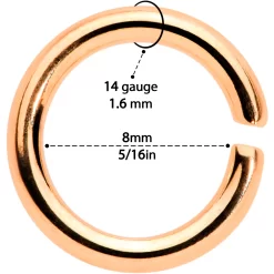 14 Gauge 5/16 Steel Rose Gold Tone Seamless Cartilage Ring Set Of 12 -Body Jewelry Store 70116.otherimage3