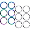 16 Gauge 5/16 Steel Rainbow Anodized Seamless Cartilage Ring Set Of 12