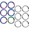14 Gauge 5/16 Steel Rainbow Anodized Seamless Cartilage Ring Set Of 12
