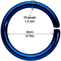 16 Gauge 5/16 Steel Blue Anodized Seamless Cartilage Ring Set Of 12 7 16 Gauge 5/16 Steel Blue Anodized Seamless Cartilage Ring Set Of 12 -Body Jewelry Store 70119.otherimage3