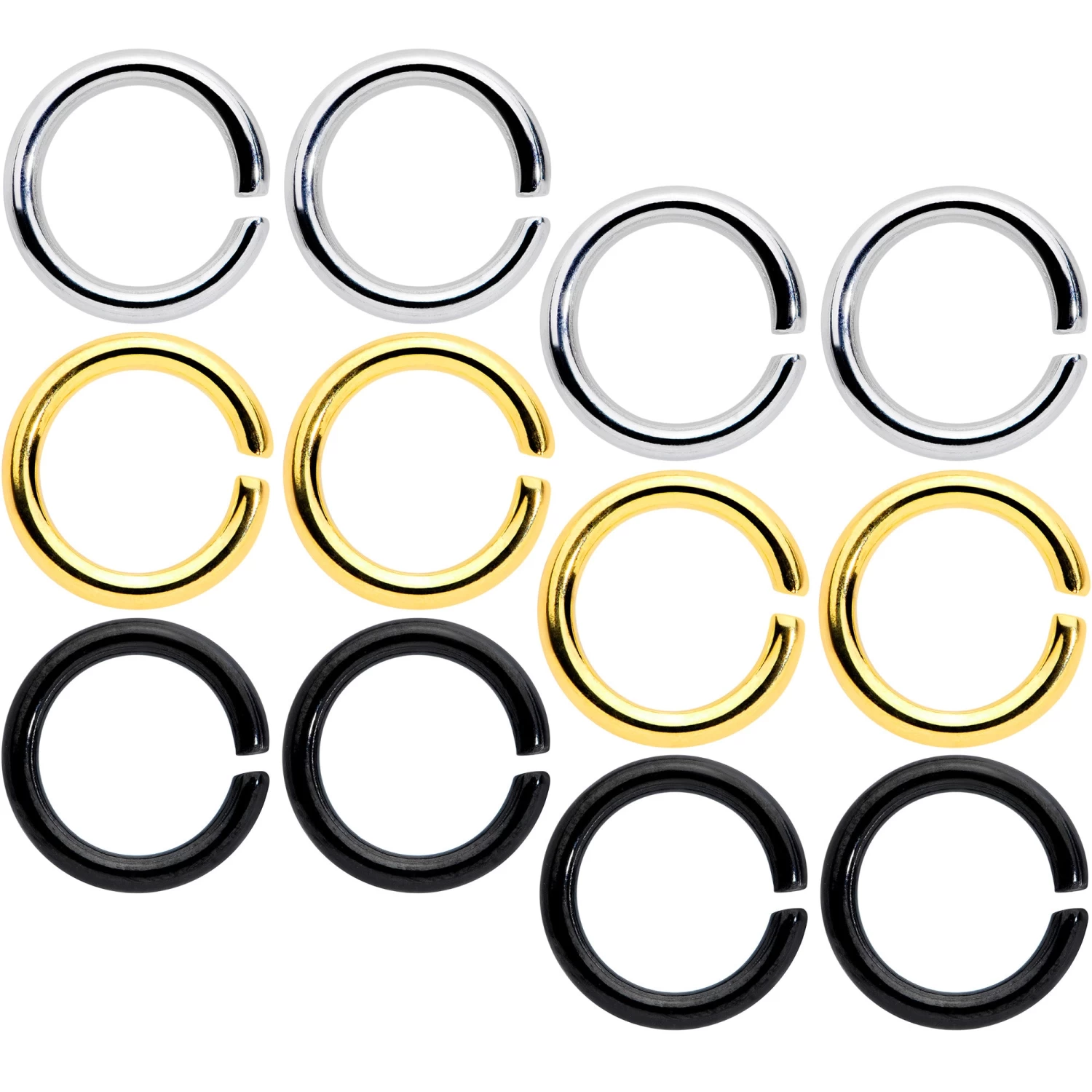 14 Gauge 5/16 Steel Black Gold Tone Seamless Cartilage Ring Set Of 12 1 14 Gauge 5/16 Steel Black Gold Tone Seamless Cartilage Ring Set Of 12
