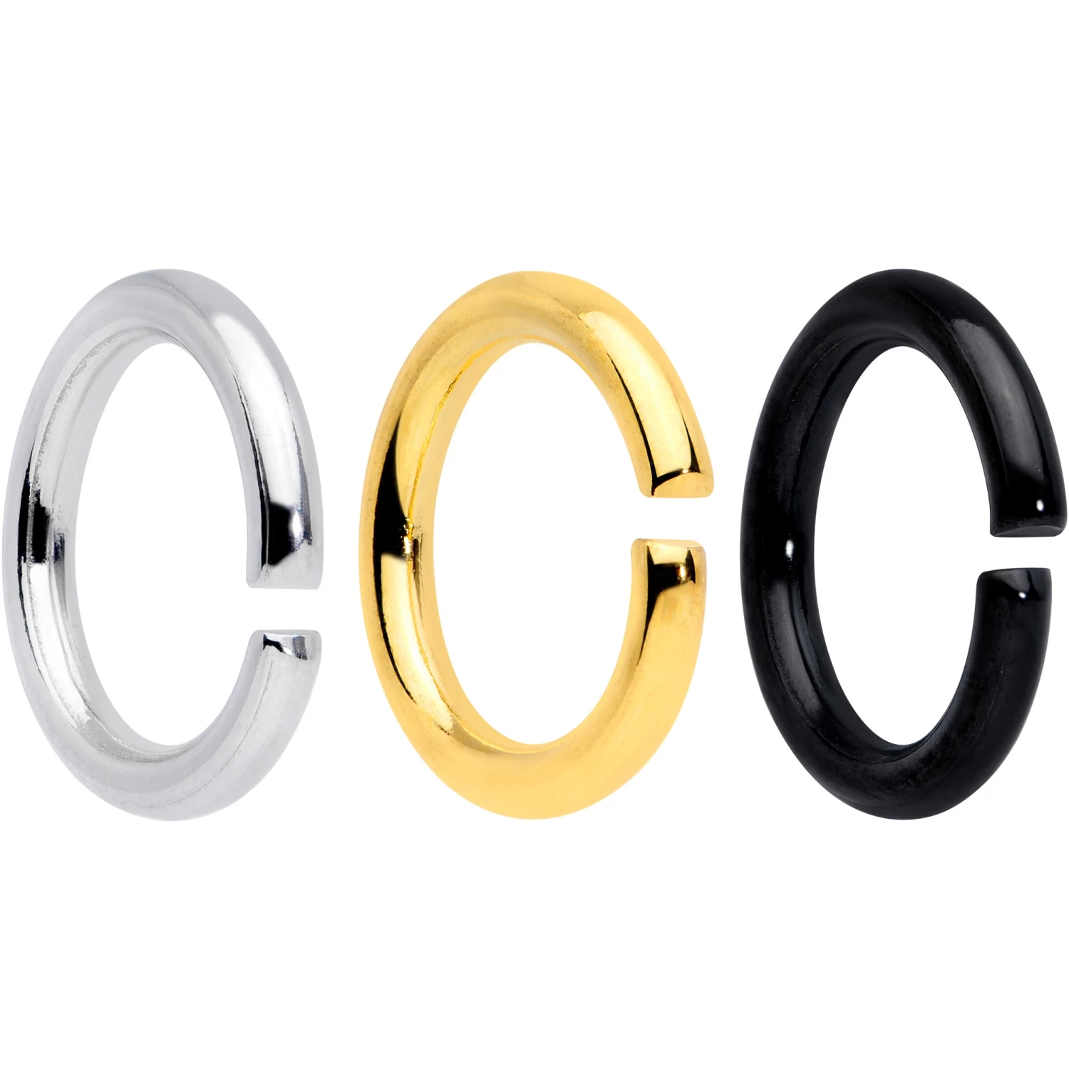 14 Gauge 5/16 Steel Black Gold Tone Seamless Cartilage Ring Set Of 12 2 14 Gauge 5/16 Steel Black Gold Tone Seamless Cartilage Ring Set Of 12 - Image 2