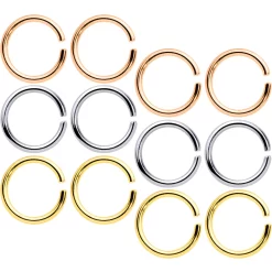16 Gauge 5/16 Steel Mixed Gold Tone Seamless Cartilage Ring Set Of 12