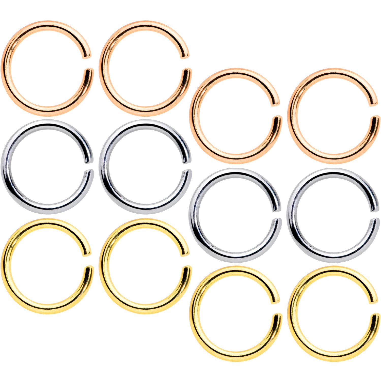 16 Gauge 5/16 Steel Mixed Gold Tone Seamless Cartilage Ring Set Of 12 1 16 Gauge 5/16 Steel Mixed Gold Tone Seamless Cartilage Ring Set Of 12