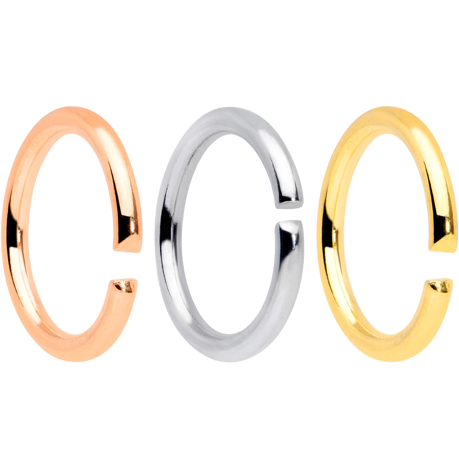 16 Gauge 5/16 Steel Mixed Gold Tone Seamless Cartilage Ring Set Of 12 2 16 Gauge 5/16 Steel Mixed Gold Tone Seamless Cartilage Ring Set Of 12 - Image 2