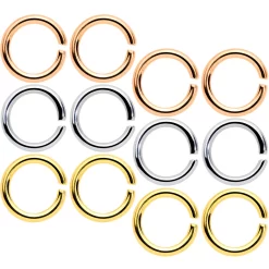 14 Gauge 5/16 Steel Mixed Gold Tone Seamless Cartilage Ring Set Of 12