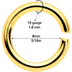 14 Gauge 5/16 Steel Mixed Gold Tone Seamless Cartilage Ring Set Of 12 -Body Jewelry Store 70124.otherimage3