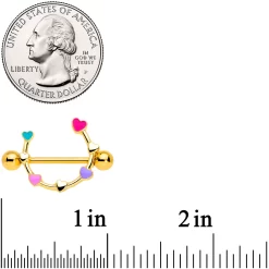 14 Gauge 9/16 Gold Tone Little Rainbow Hearts Nipple Shield Set 7 14 Gauge 9/16 Gold Tone Little Rainbow Hearts Nipple Shield Set -Body Jewelry Store 70167.otherimage1