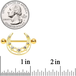14 Gauge 5/8 Clear Gem Gold Tone Open Crescent Nipple Shield Set -Body Jewelry Store 70171.otherimage1