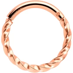 16 Gauge 5/16 Rose Gold Tone Twisted Elegance Cartilage Clicker