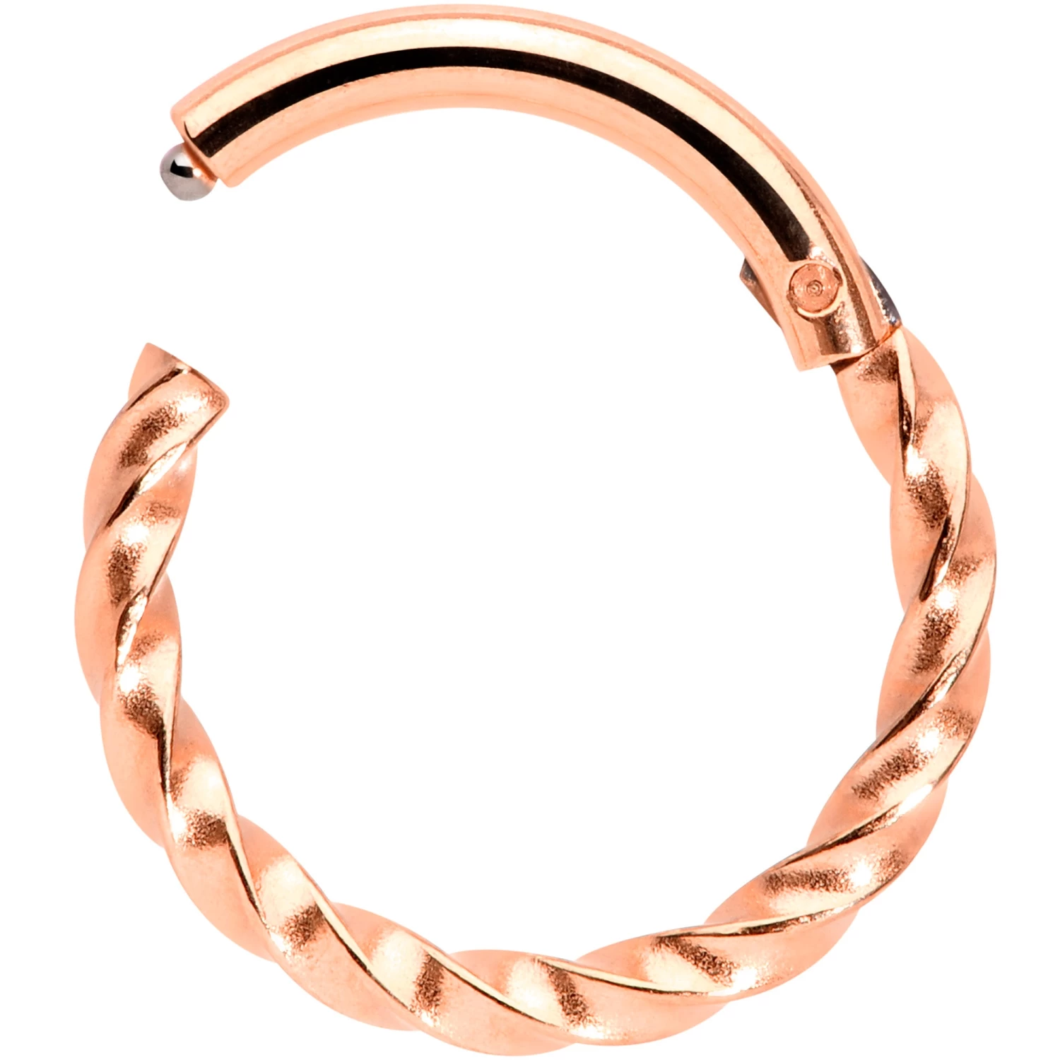 16 Gauge 5/16 Rose Gold Tone Twisted Elegance Cartilage Clicker 2 16 Gauge 5/16 Rose Gold Tone Twisted Elegance Cartilage Clicker - Image 2