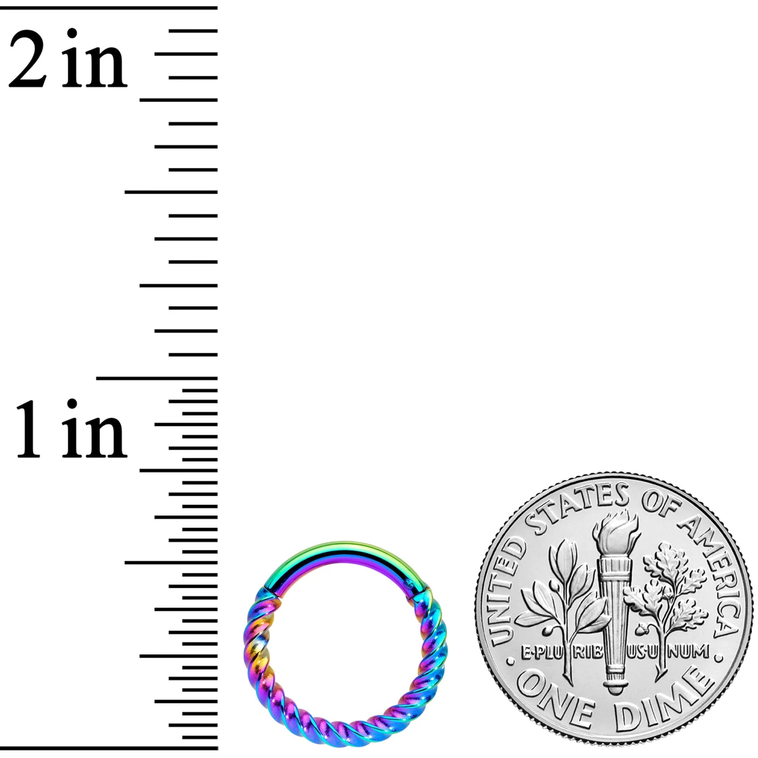 14 Gauge 3/8 Rainbow Twisted Elegance Cartilage Septum Clicker 3 14 Gauge 3/8 Rainbow Twisted Elegance Cartilage Septum Clicker - Image 3