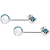 Gaby 14 Gauge 9/16 Aqua Gem Basket Chick Barbell Nipple Ring Set