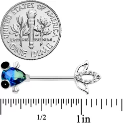 Gaby 14 Gauge 9/16 Clear Aqua Gem Fish Barbell Nipple Ring Set 5 Gaby 14 Gauge 9/16 Clear Aqua Gem Fish Barbell Nipple Ring Set -Body Jewelry Store 70345.otherimage1