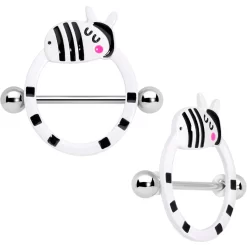 Gaby 14 Gauge 5/8 Zany Zebra Nipple Shield Set