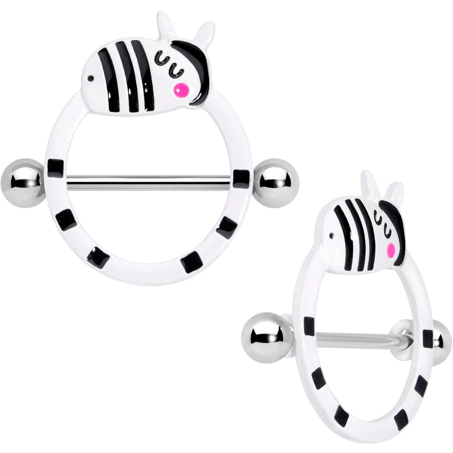 Gaby 14 Gauge 5/8 Zany Zebra Nipple Shield Set 1 Gaby 14 Gauge 5/8 Zany Zebra Nipple Shield Set