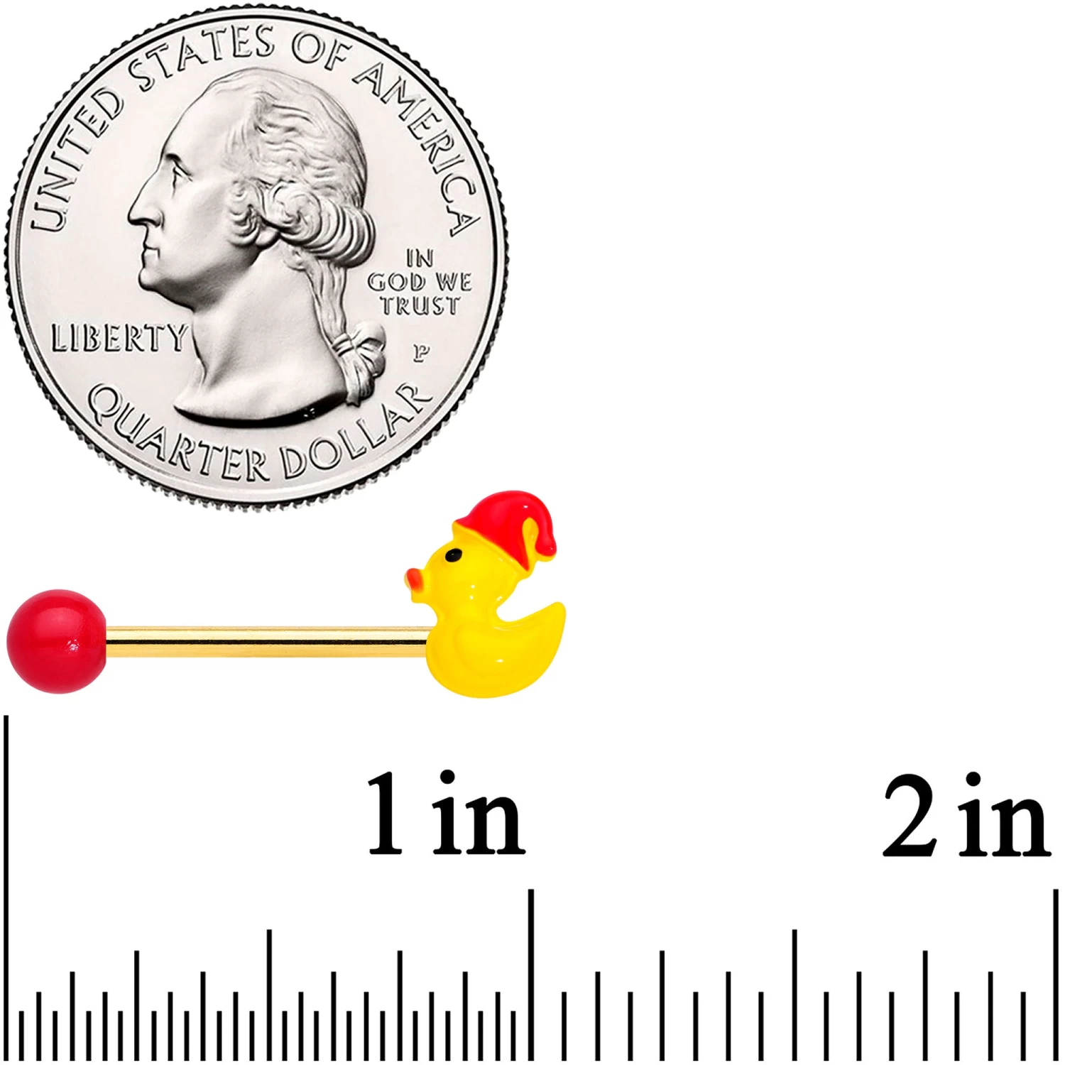 14 Gauge 5/8 Gold Tone Sleepy Duck Barbell Nipple Ring Set 2 14 Gauge 5/8 Gold Tone Sleepy Duck Barbell Nipple Ring Set - Image 2