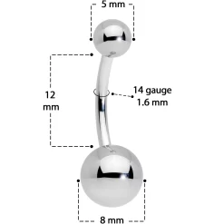 14 Gauge 7/16 Grade 23 Titanium Belly Ring Curved Barbell -Body Jewelry Store 70458.otherimage2