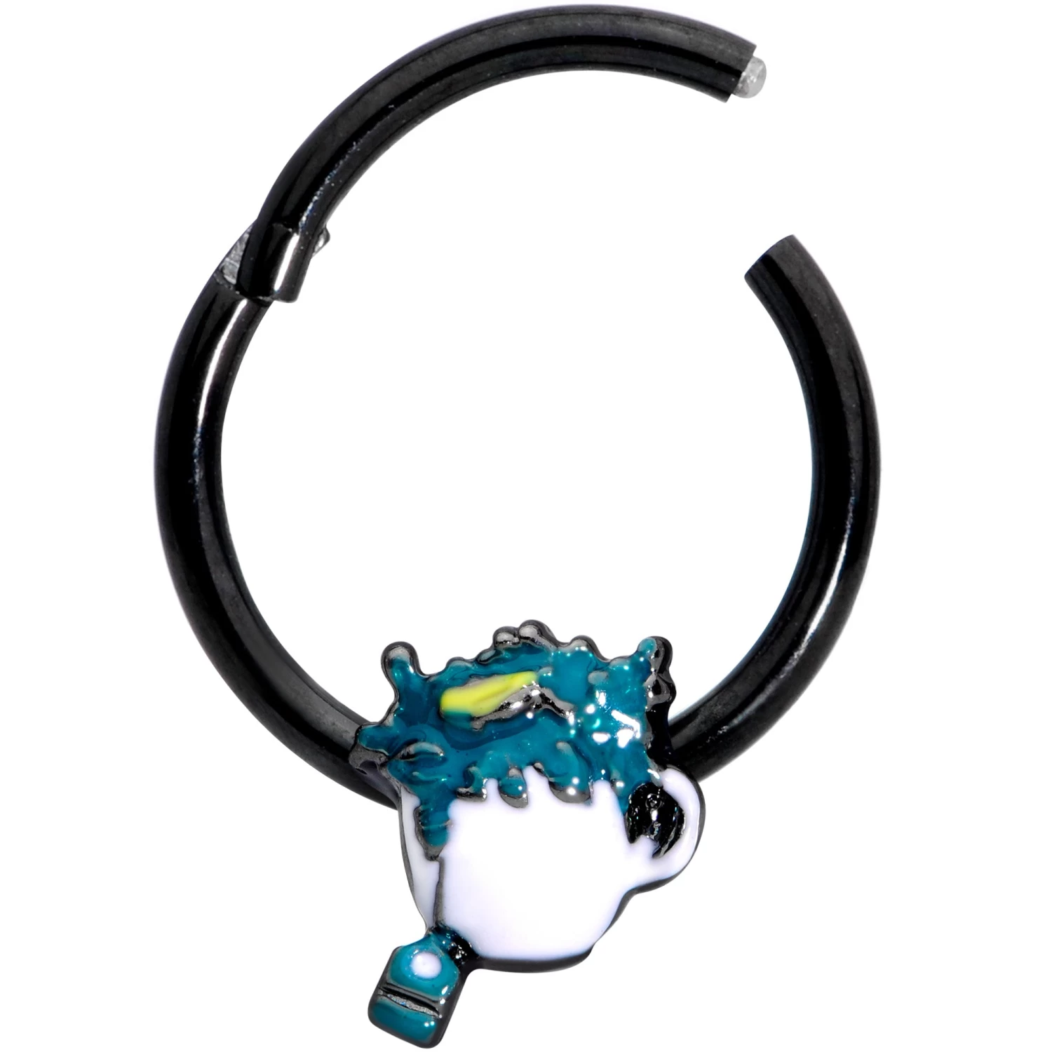 16 Gauge 3/8 Black Creepy Tea Halloween Hinged Segment Ring 2 16 Gauge 3/8 Black Creepy Tea Halloween Hinged Segment Ring - Image 2