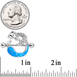 14 Gauge 9/16 Clear Gem Blue Mermaid Nipple Shield Set -Body Jewelry Store 70597.otherimage2