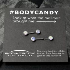 14 Gauge 1/2 Aurora CZ Gem Threadless Barbell Nipple Ring Set 13 14 Gauge 1/2 Aurora CZ Gem Threadless Barbell Nipple Ring Set -Body Jewelry Store 70627.otherimage4