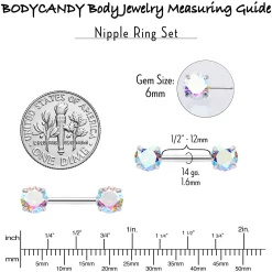 14 Gauge 1/2 Aurora CZ Gem Threadless Barbell Nipple Ring Set 15 14 Gauge 1/2 Aurora CZ Gem Threadless Barbell Nipple Ring Set -Body Jewelry Store 70627.otherimage6