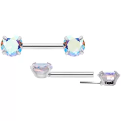 14 Gauge 1/2 Aurora CZ Gem Threadless Barbell Nipple Ring Set 16 14 Gauge 1/2 Aurora CZ Gem Threadless Barbell Nipple Ring Set -Body Jewelry Store 70627.otherimage7