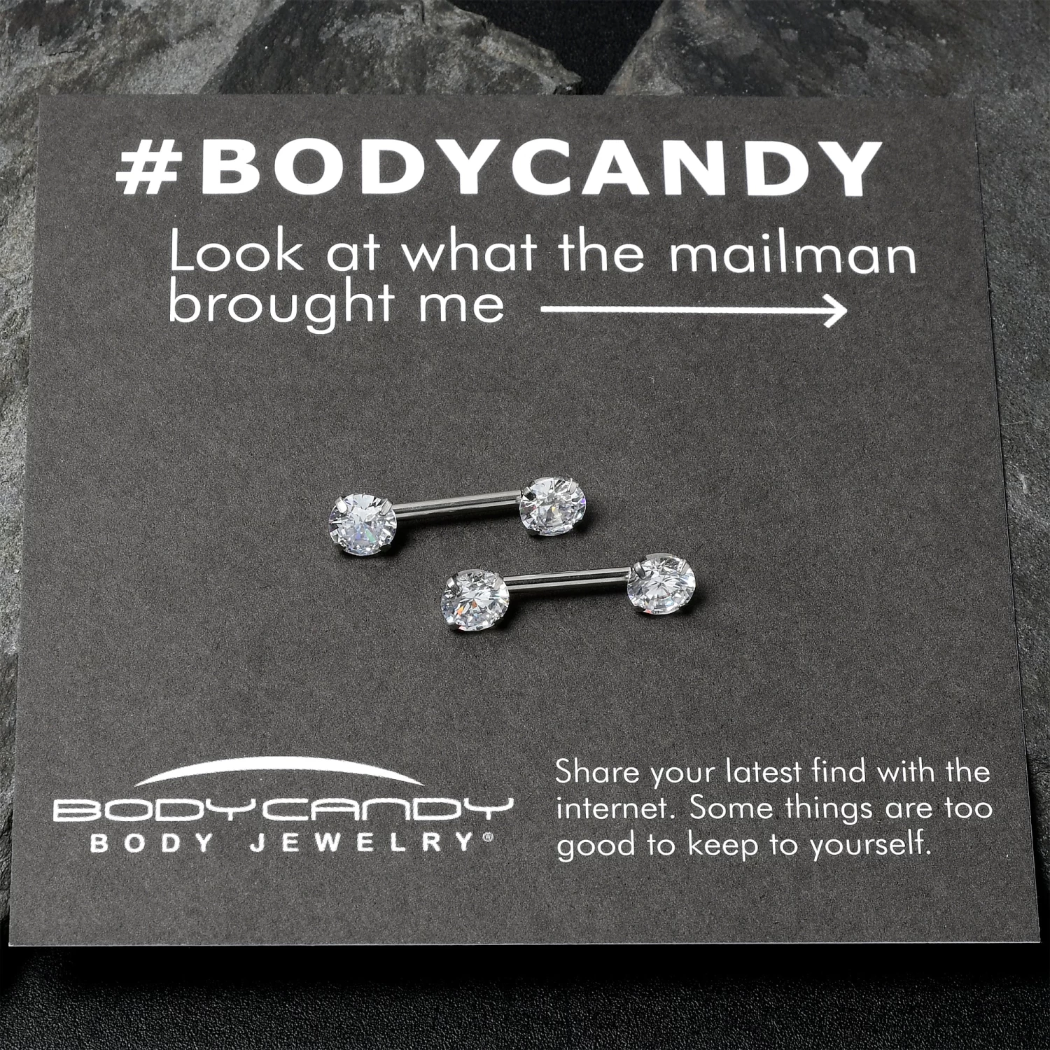 14 Gauge 1/2 Clear CZ Gem Threadless Barbell Nipple Ring Set 7 14 Gauge 1/2 Clear CZ Gem Threadless Barbell Nipple Ring Set - Image 7