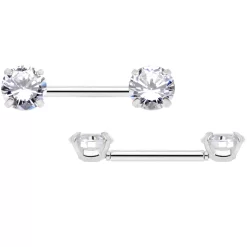 14 Gauge 1/2 Clear CZ Gem Threadless Barbell Nipple Ring Set 16 14 Gauge 1/2 Clear CZ Gem Threadless Barbell Nipple Ring Set -Body Jewelry Store 70628.otherimage7