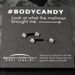 14 Gauge 1/2 Clear CZ Gem Black Threadless Barbell Nipple Ring Set -Body Jewelry Store 70630.otherimage2