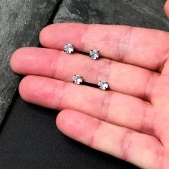 14 Gauge 1/2 Clear CZ Gem Black Threadless Barbell Nipple Ring Set -Body Jewelry Store 70630.otherimage4