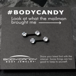 14 Gauge 1/2 Clear CZ Gem Black Threadless Barbell Nipple Ring Set -Body Jewelry Store 70630.otherimage6